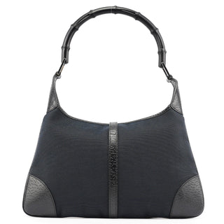 Gucci Black Canvas Jackie Bamboo Shoulder Bag