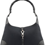 Gucci Black Canvas Jackie Bamboo Shoulder Bag