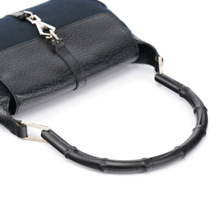 Gucci Black Canvas Jackie Bamboo Shoulder Bag