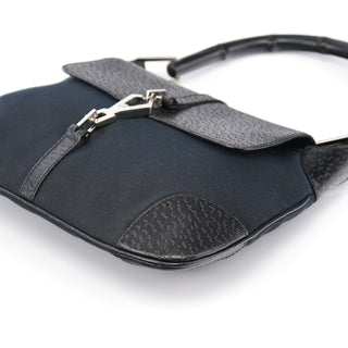 Gucci Black Canvas Jackie Bamboo Shoulder Bag