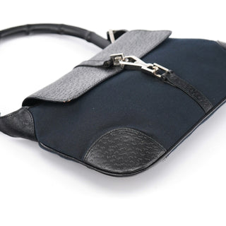 Gucci Black Canvas Jackie Bamboo Shoulder Bag