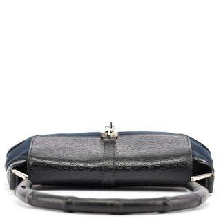 Gucci Black Canvas Jackie Bamboo Shoulder Bag