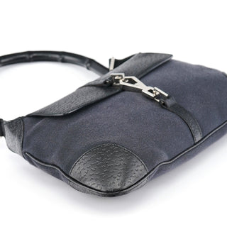 Gucci Black Canvas Jackie Bamboo Shoulder Bag