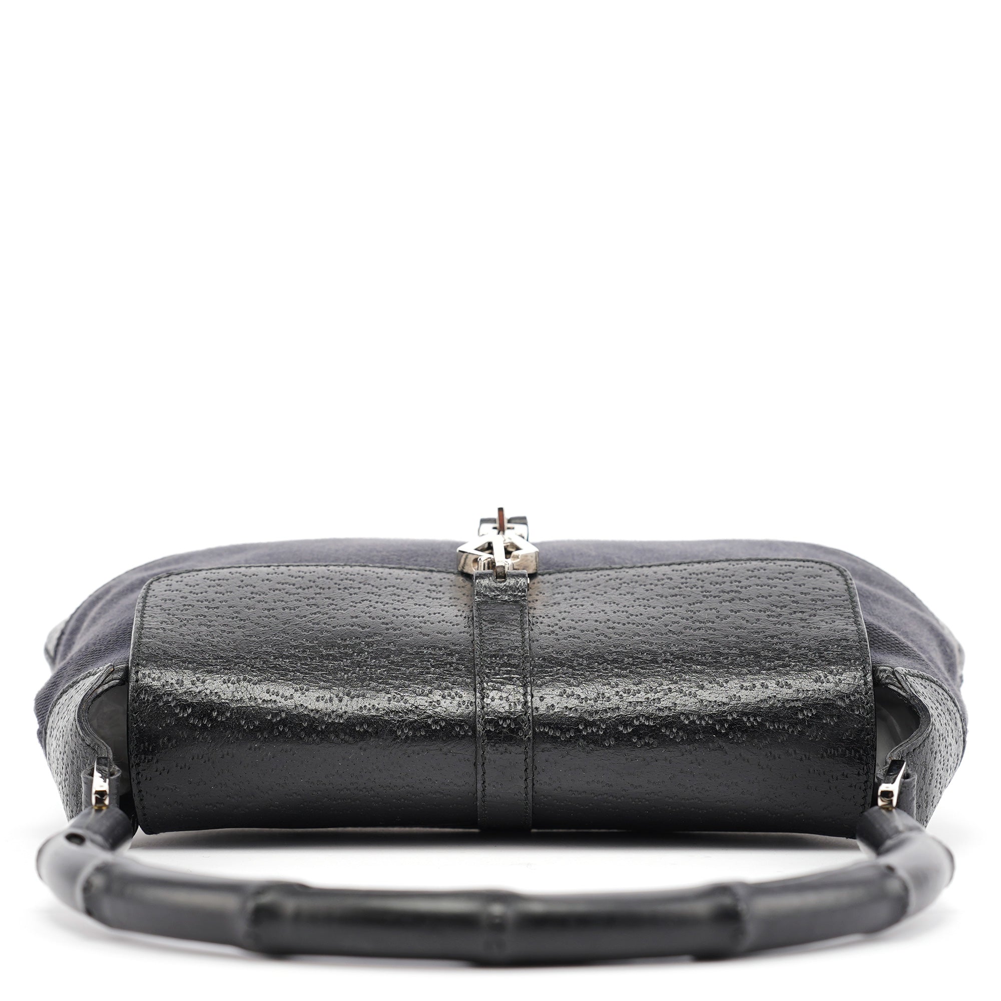 Gucci Black Canvas Jackie Bamboo Shoulder Bag