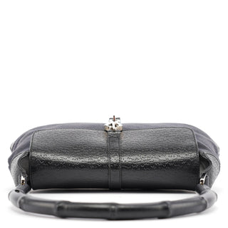 Gucci Black Canvas Jackie Bamboo Shoulder Bag