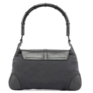 Gucci Black Canvas Jackie Bamboo Shoulder Bag