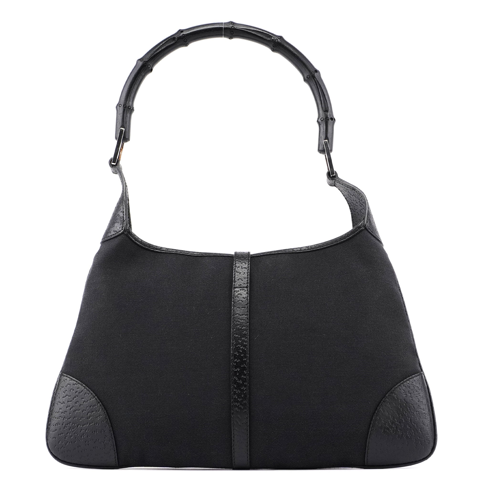 Gucci Black Canvas Jackie Bamboo Shoulder Bag