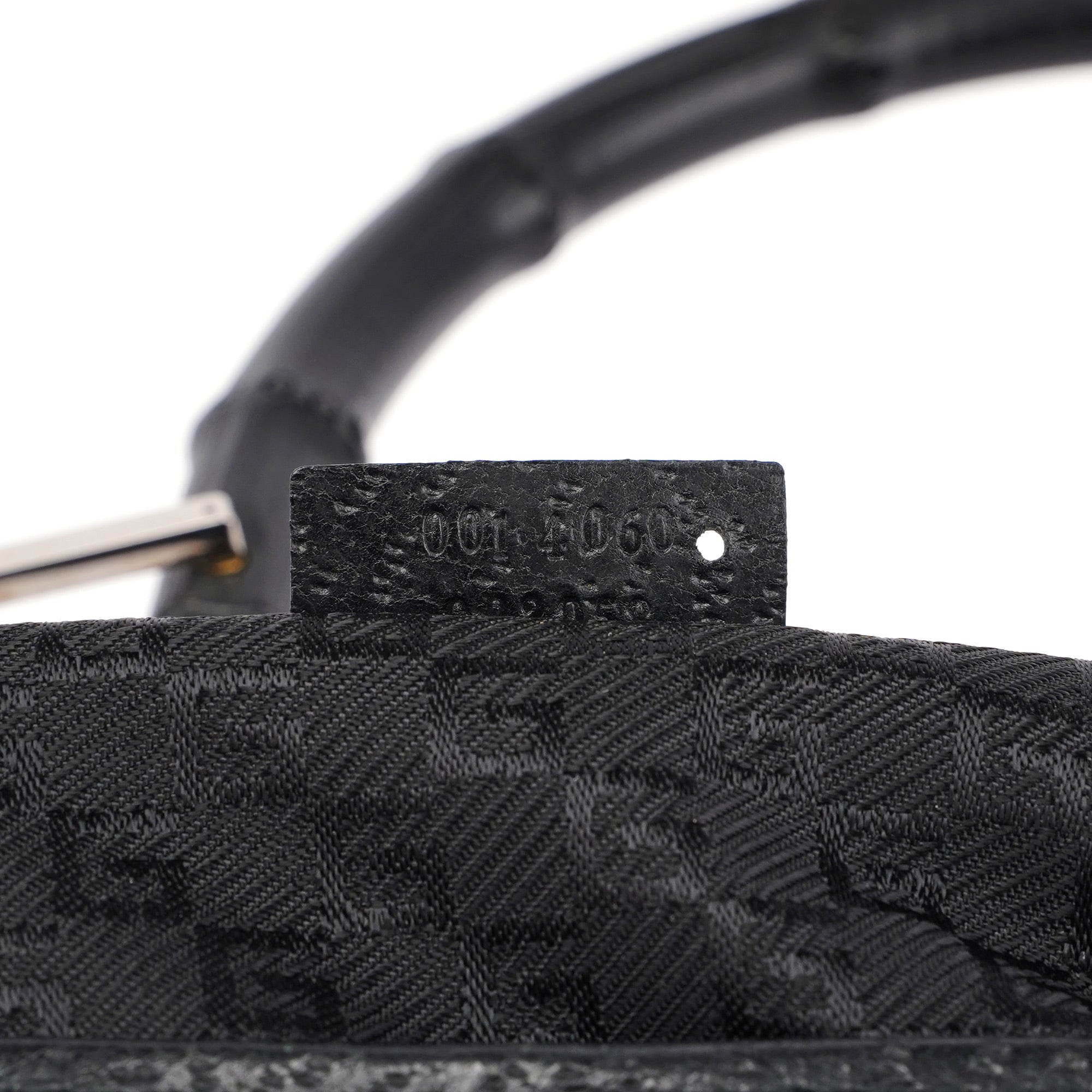 Gucci Jackie Bamboo Schultertasche aus schwarzem Canvas