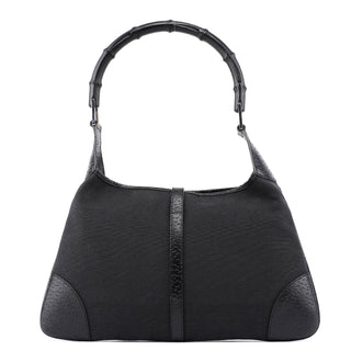 Gucci Black Canvas Jackie Bamboo Shoulder Bag