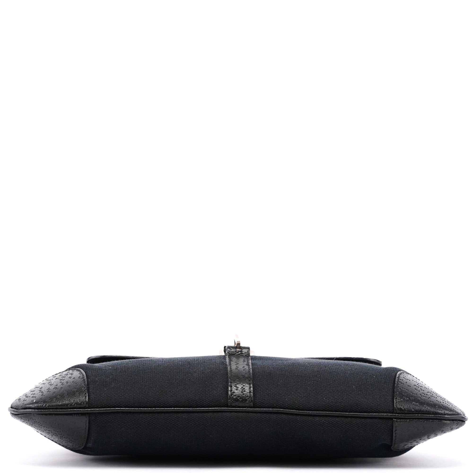 Gucci Black Canvas Leather Jackie Bamboo Bag