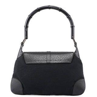 Gucci Black Canvas Leather Jackie Bamboo Bag