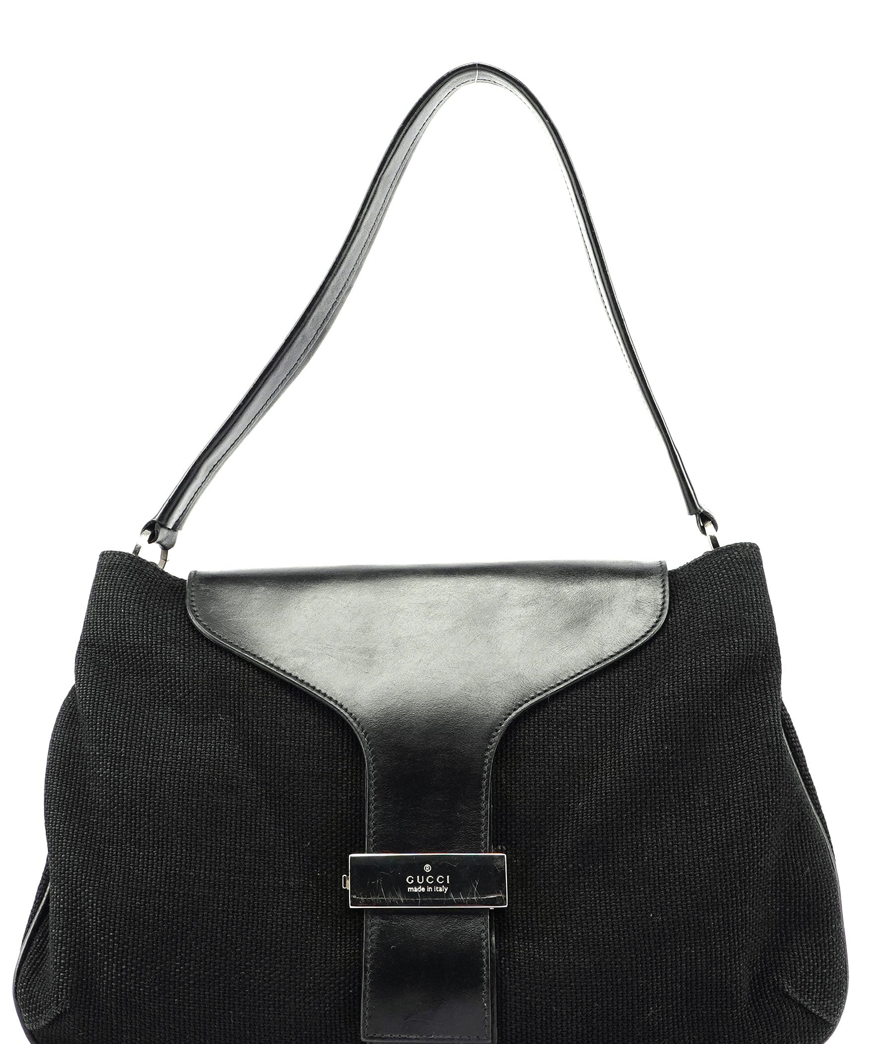 Gucci Black Canvas Leather Shoulder Bag