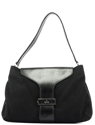 Gucci Black Canvas Leather Shoulder Bag