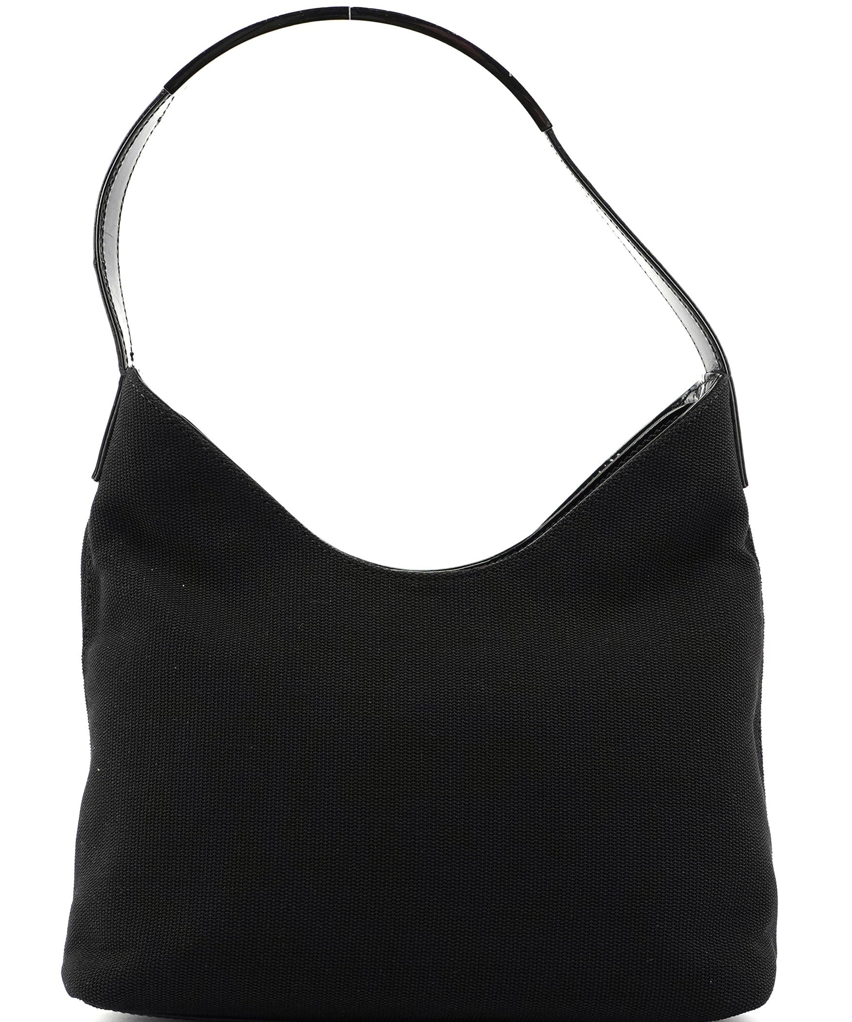 Gucci Black Canvas Silver Handle Shoulder Bag