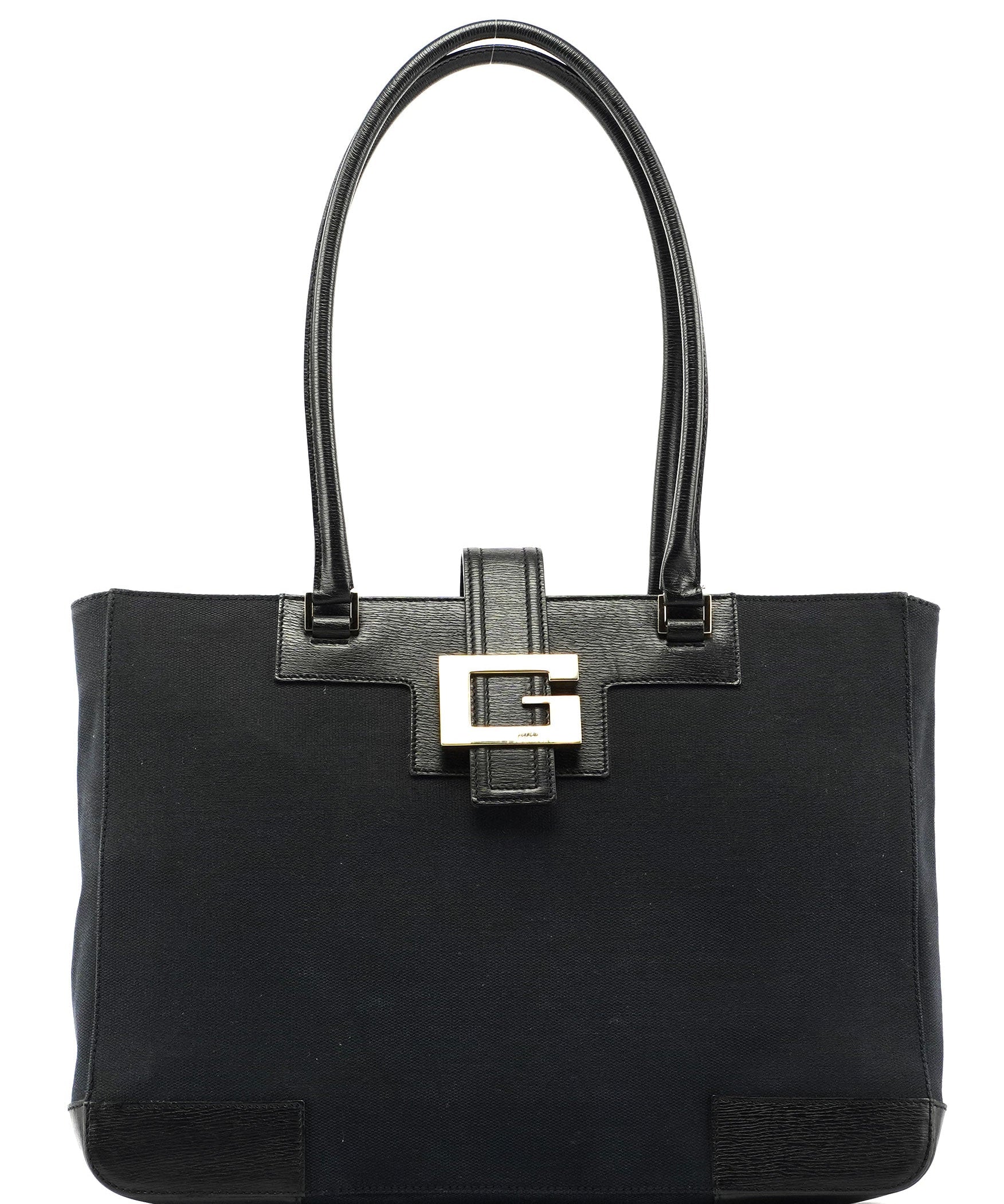 Gucci Black Canvas Square G Tote