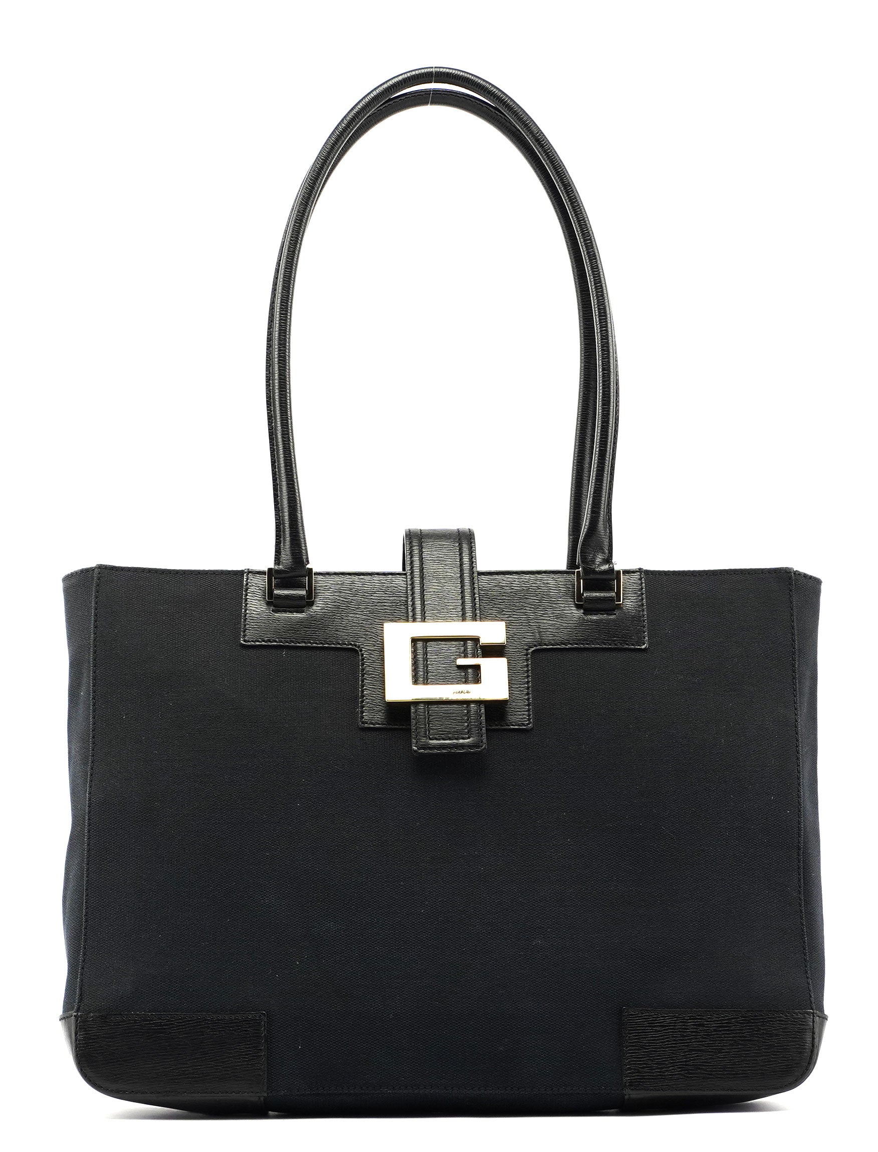 Gucci Black Canvas Square G Tote