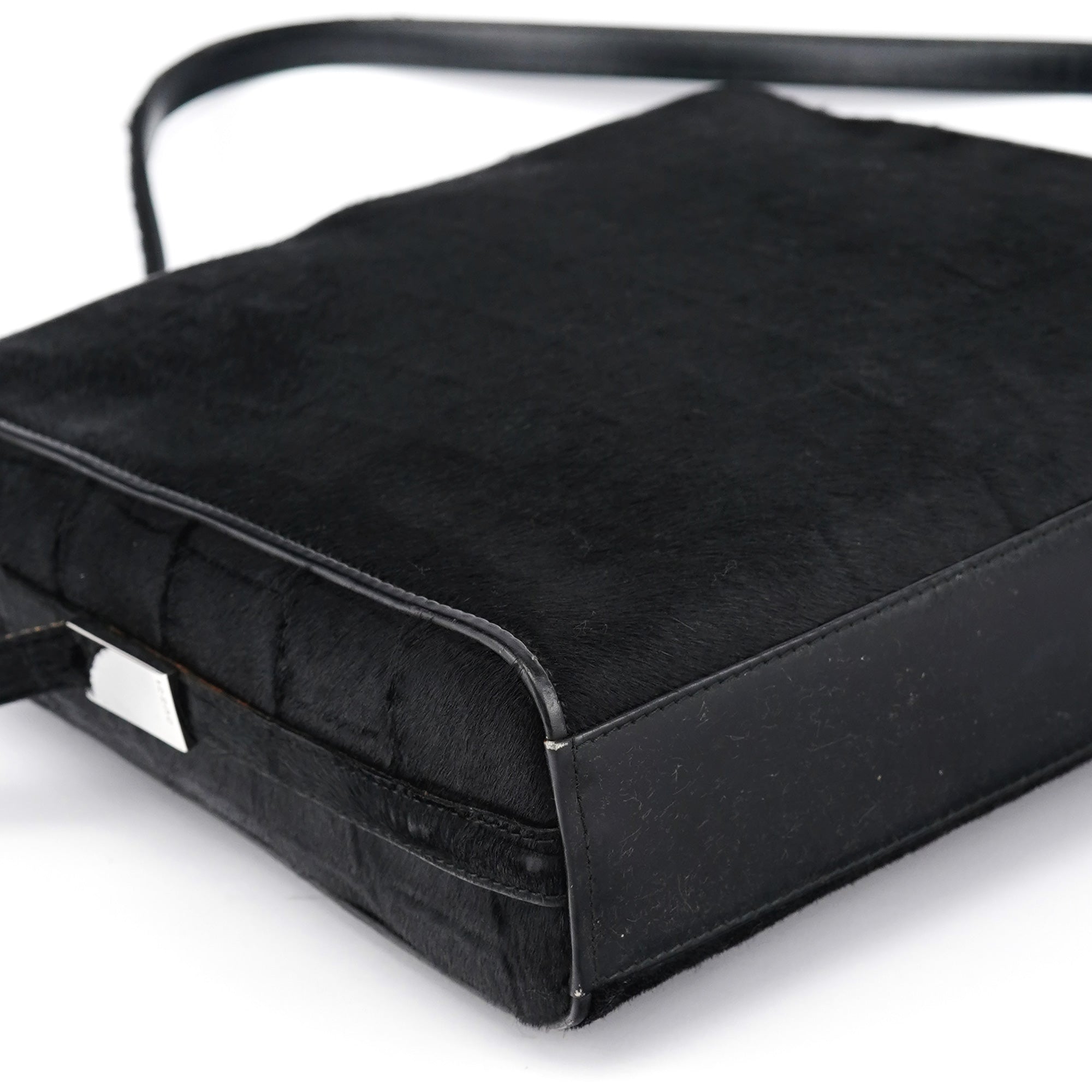 Gucci Black Embossed Pony Hair Shoulder Bag