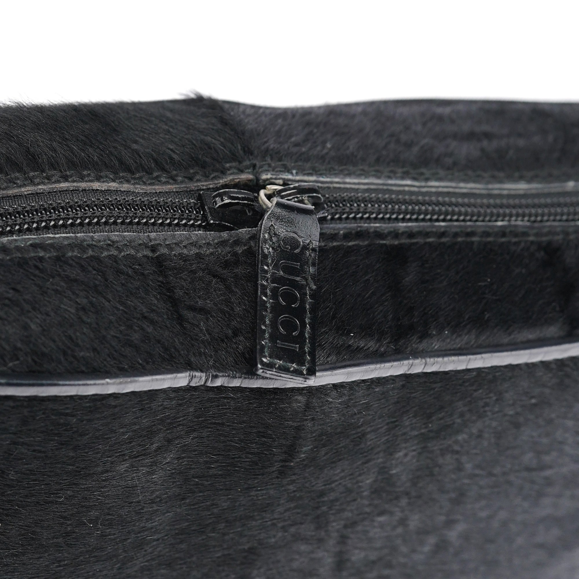 Gucci Black Embossed Pony Hair Shoulder Bag