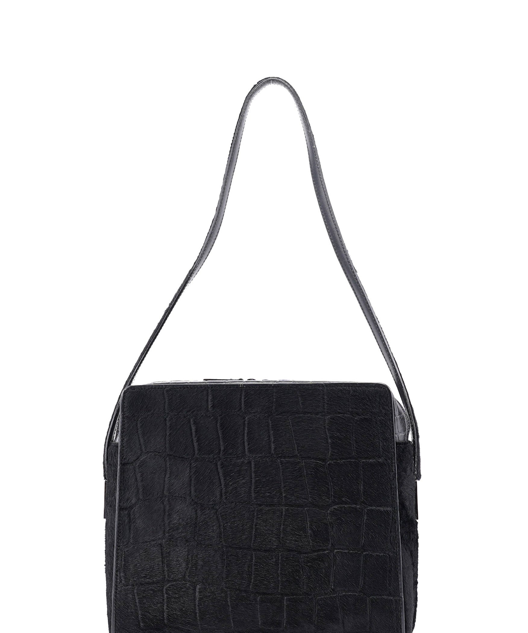 Gucci Black Embossed Ponyhair Shoulder Bag
