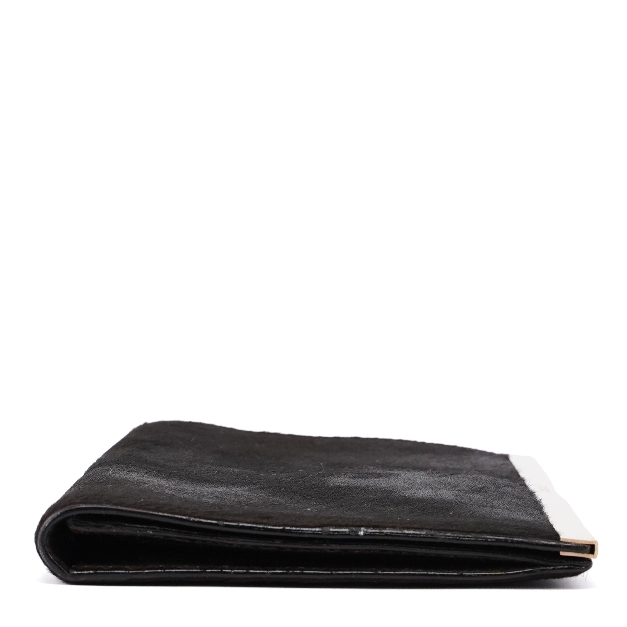Gucci Black Fur Gold Plate Clutch Bag