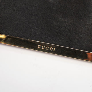 Gucci Black Fur Gold Plate Clutch Bag