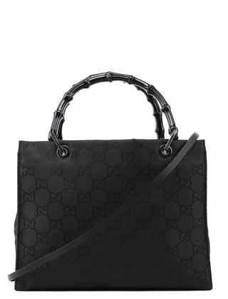 Gucci Black GG Bamboo 2-Way Tote