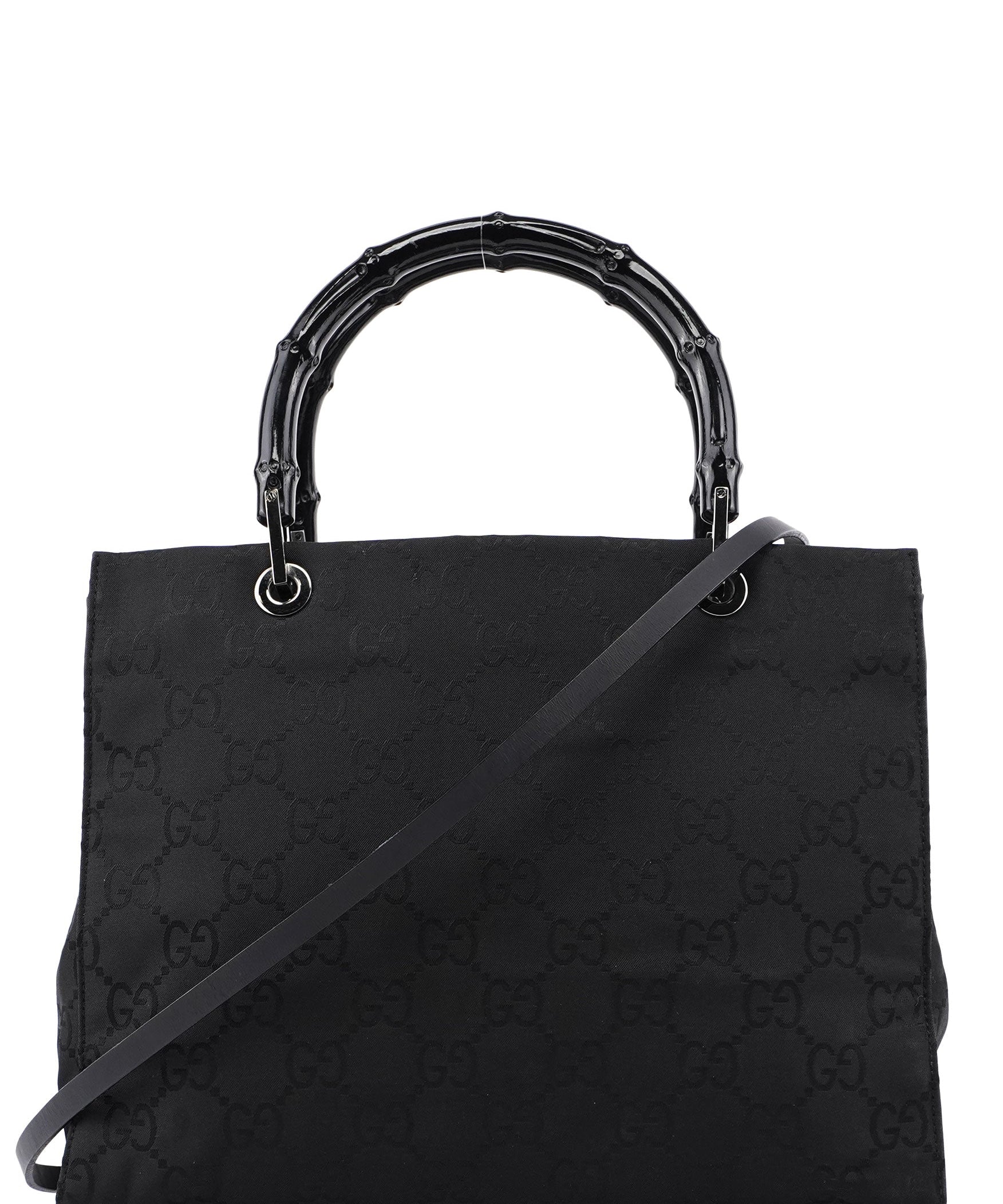 Gucci Black GG Bamboo 2-Way Tote