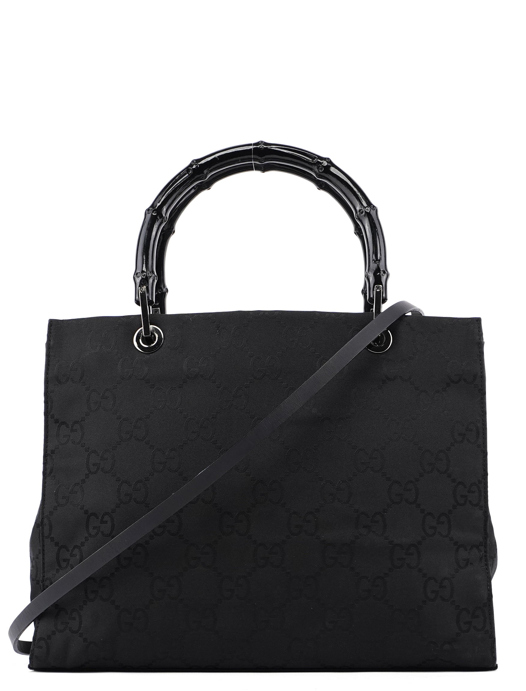 Gucci Black GG Bamboo 2-Way Tote