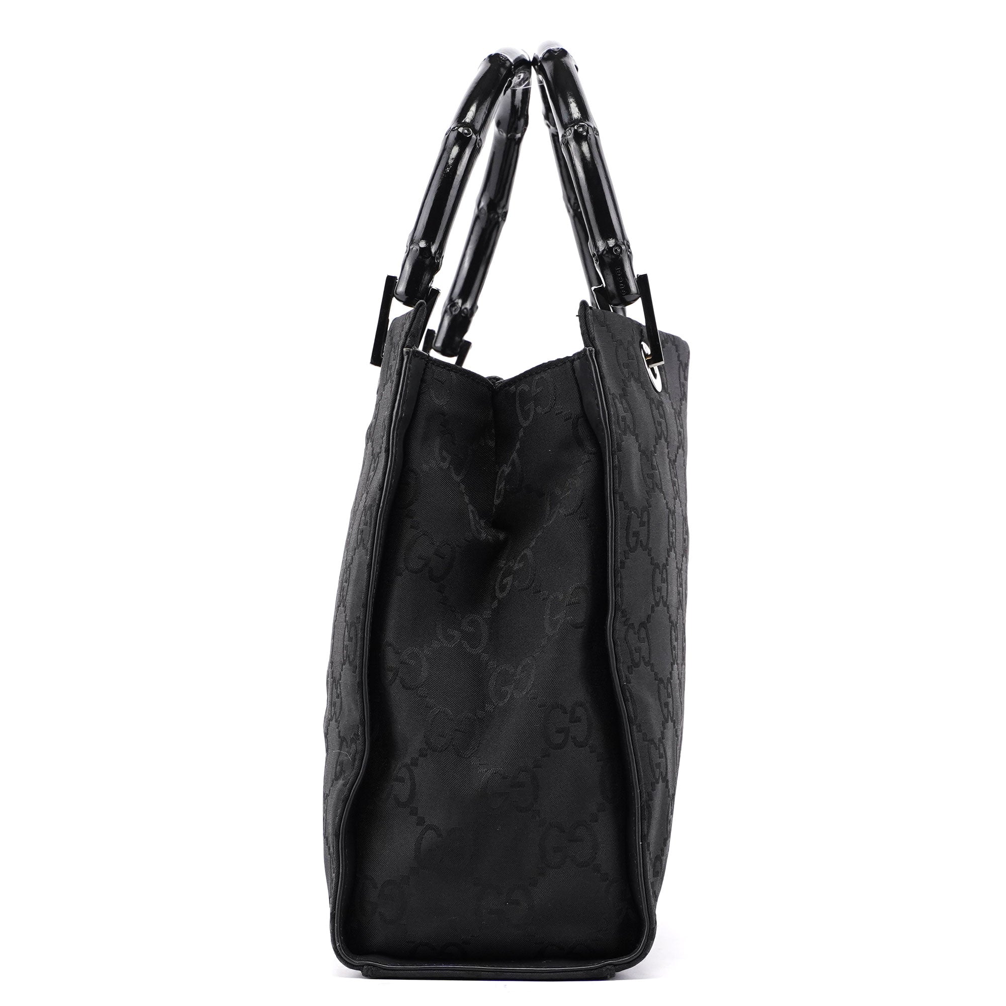 Gucci Sac cabas deux portés Bamboo en toile GG noire