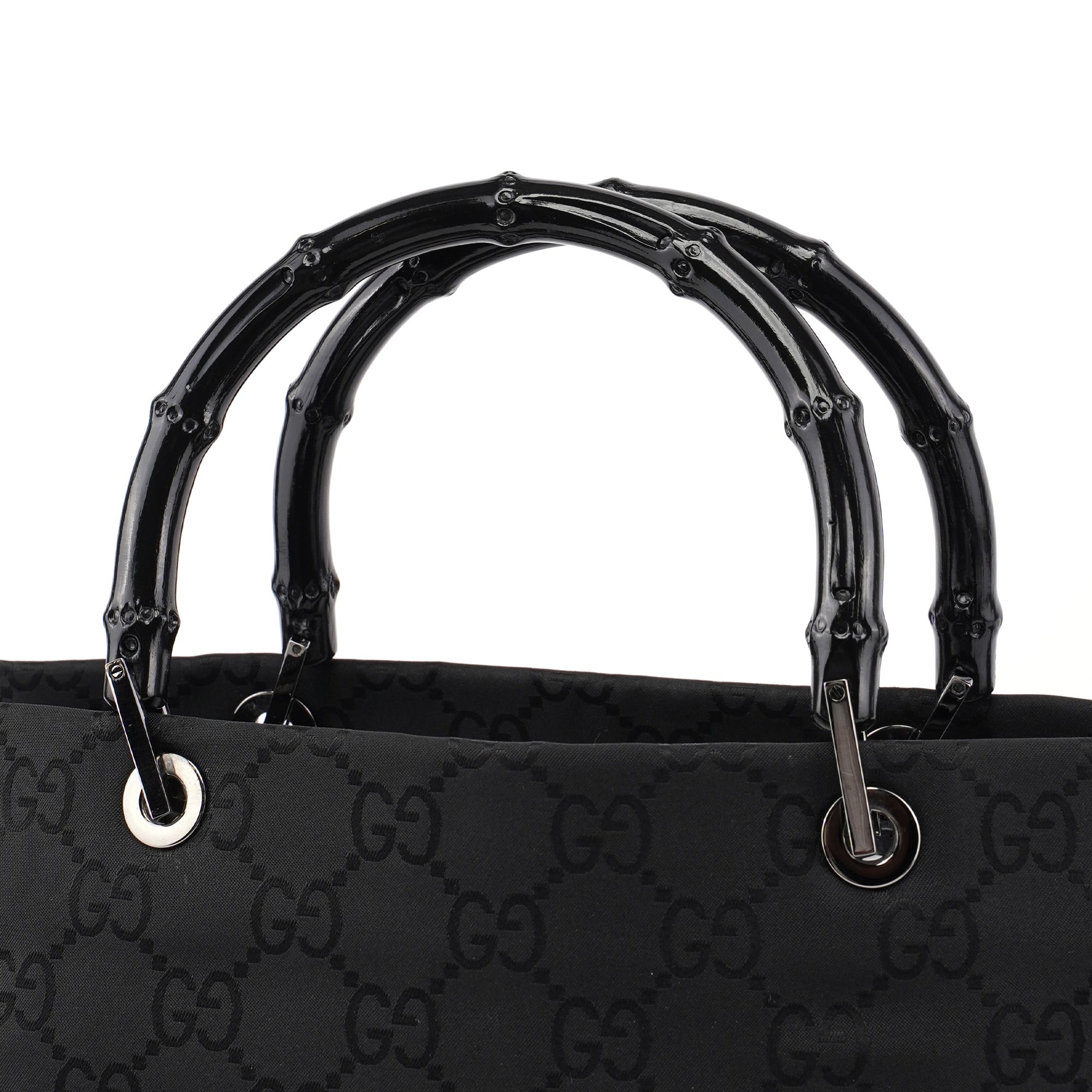 Gucci Black GG Bamboo 2-Way Tote