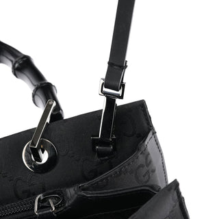 Gucci Black GG Bamboo 2-Way Tote Bag