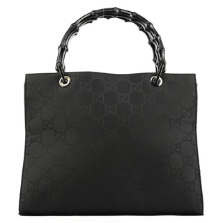Gucci Black GG Bamboo 2-Way Tote Bag