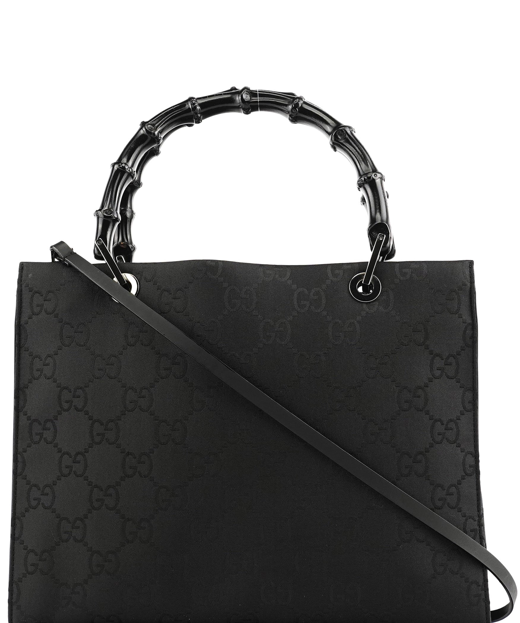 Gucci Black GG Bamboo 2-Way Tote Bag
