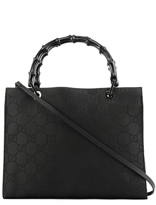 Gucci Black GG Bamboo 2-Way Tote Bag