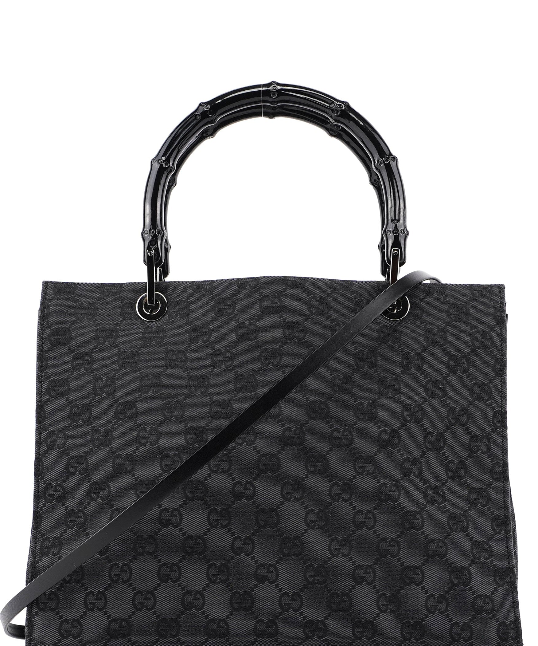 Gucci Black GG Bamboo 2-Way Tote Bag