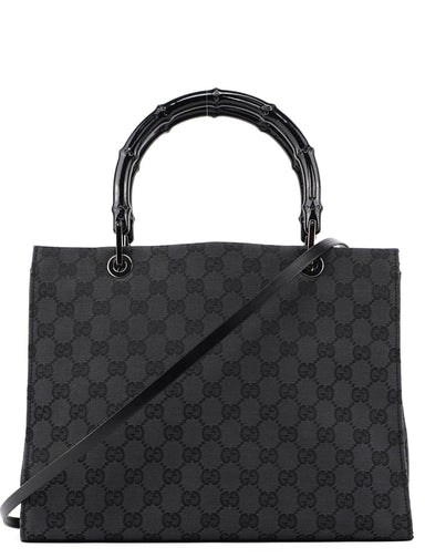 Gucci Black GG Bamboo 2-Way Tote Bag