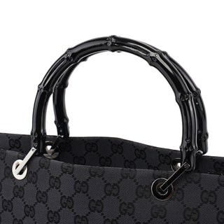 Gucci Black GG Bamboo 2-Way Tote Bag