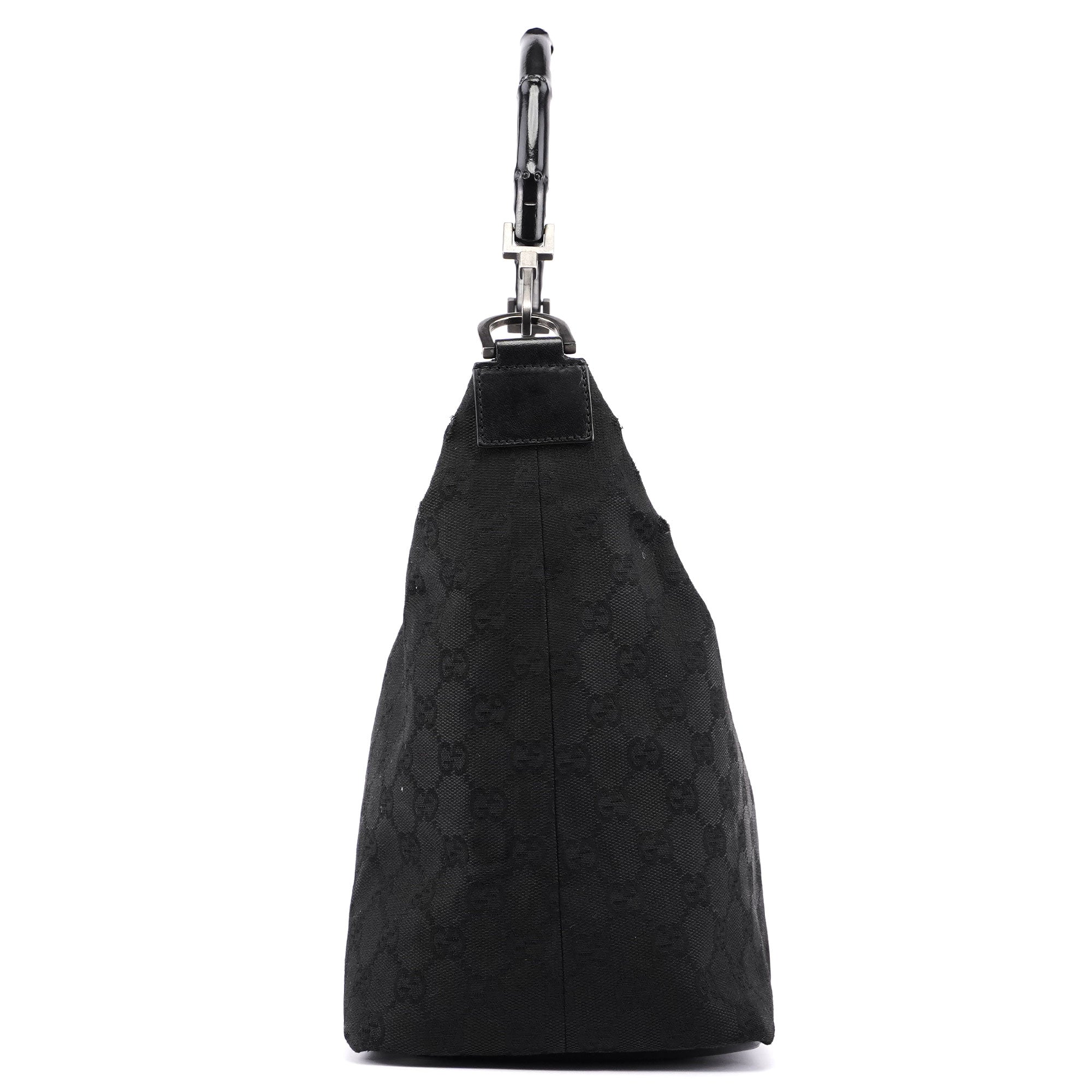 Gucci Black GG Bamboo Hobo Shoulder Bag