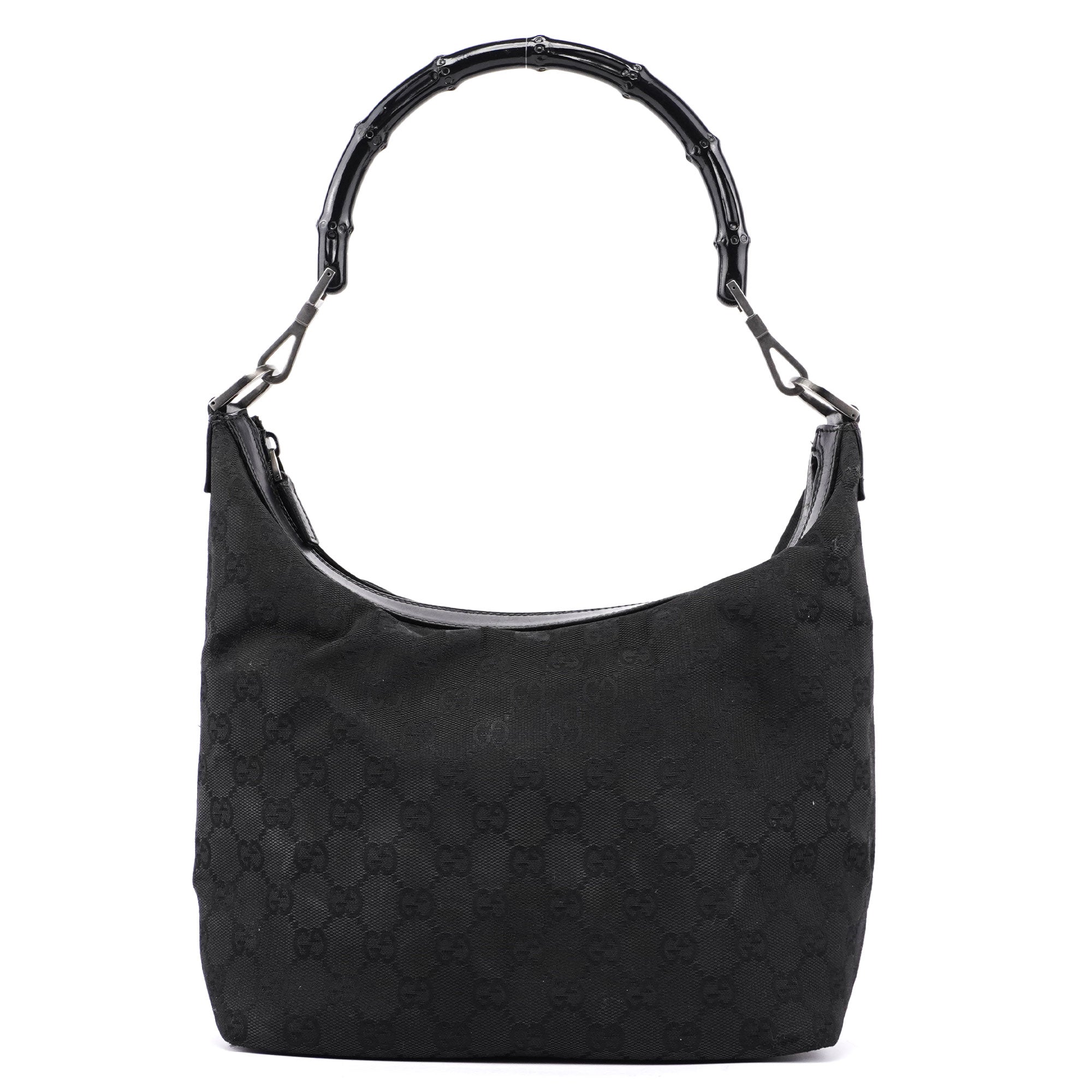 Gucci Black GG Bamboo Hobo Shoulder Bag