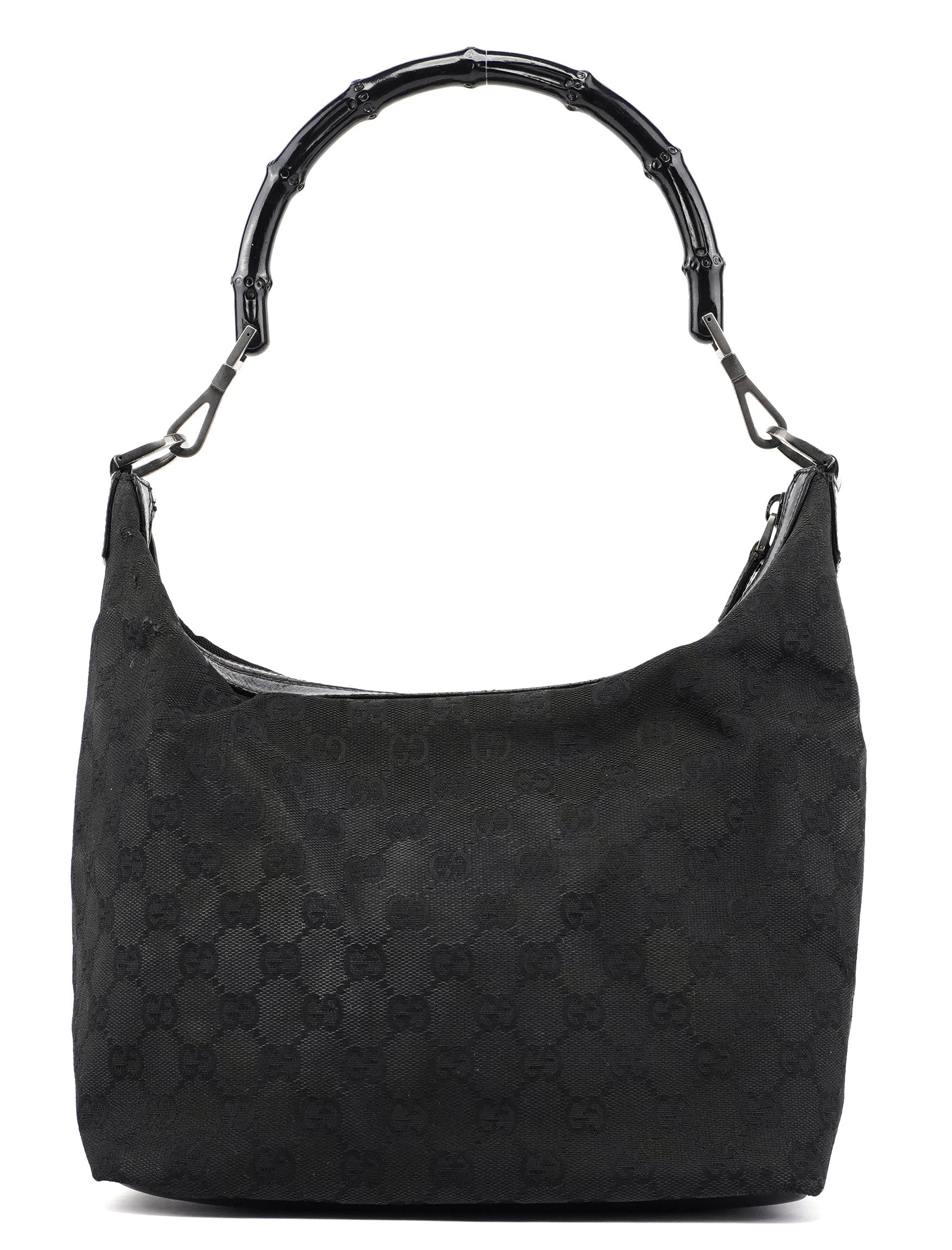 Gucci Black GG Bamboo Hobo Shoulder Bag