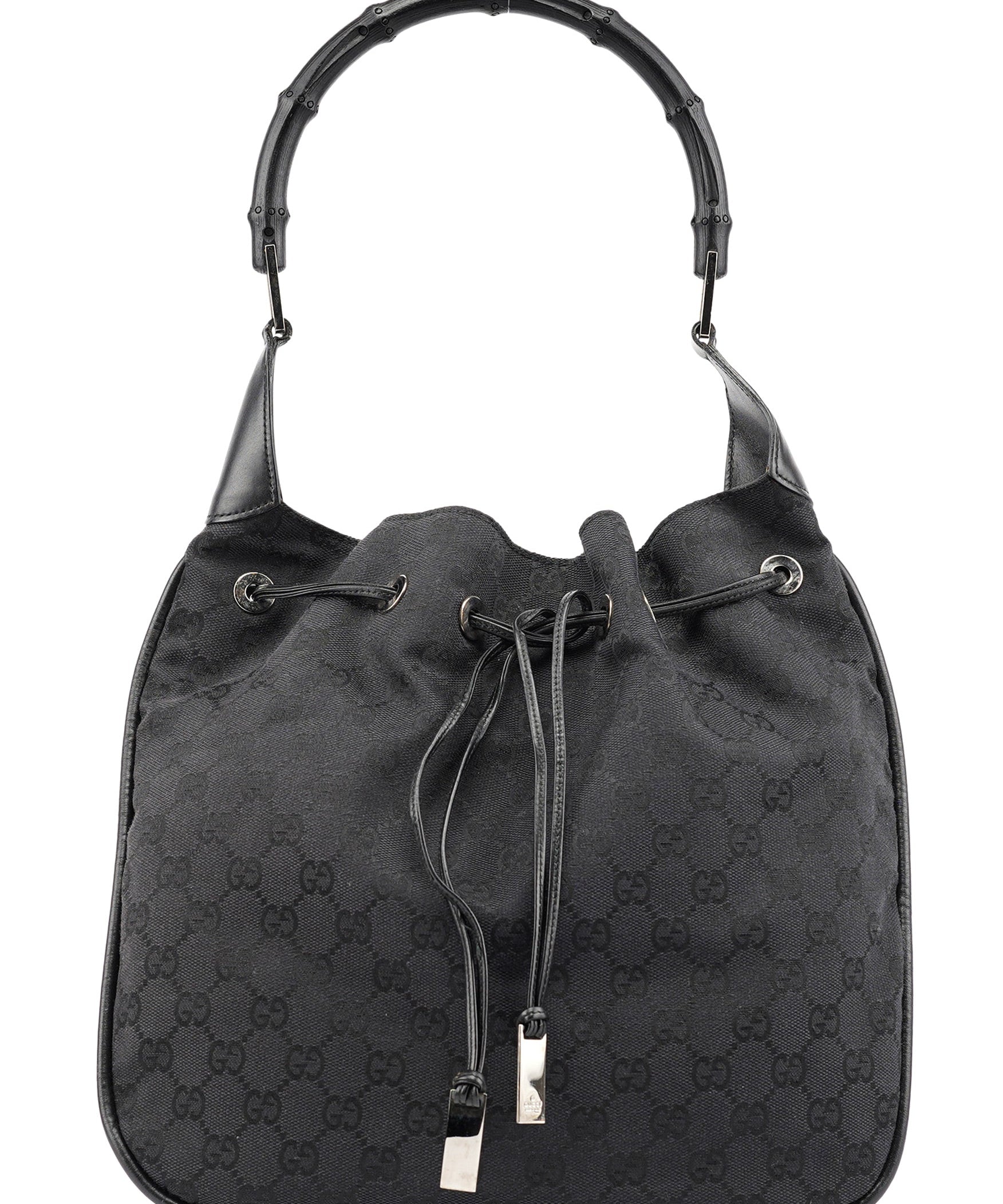 Gucci Black GG Bamboo Shoulder Bag