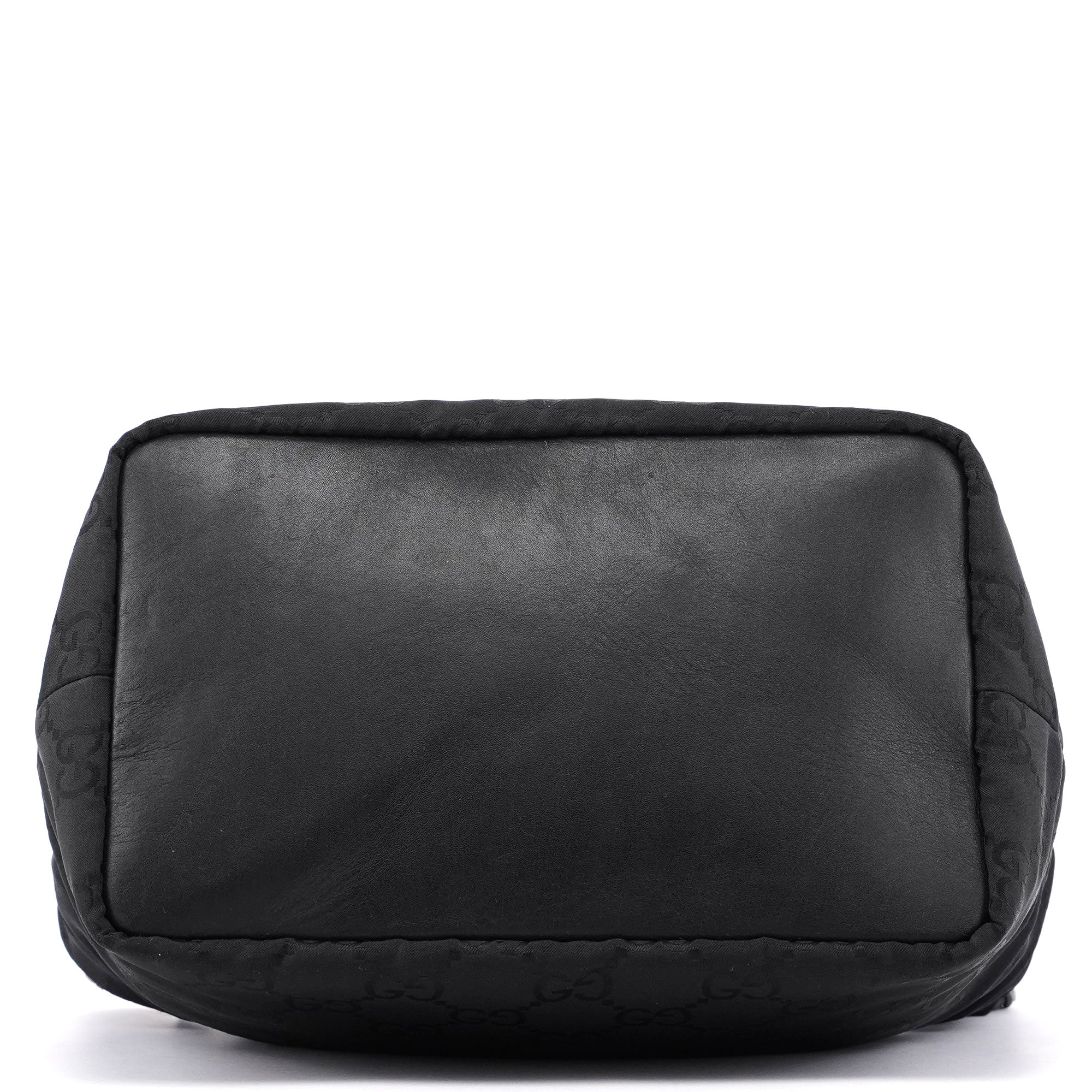 Gucci Bamboo Schultertasche aus schwarzem GG Canvas