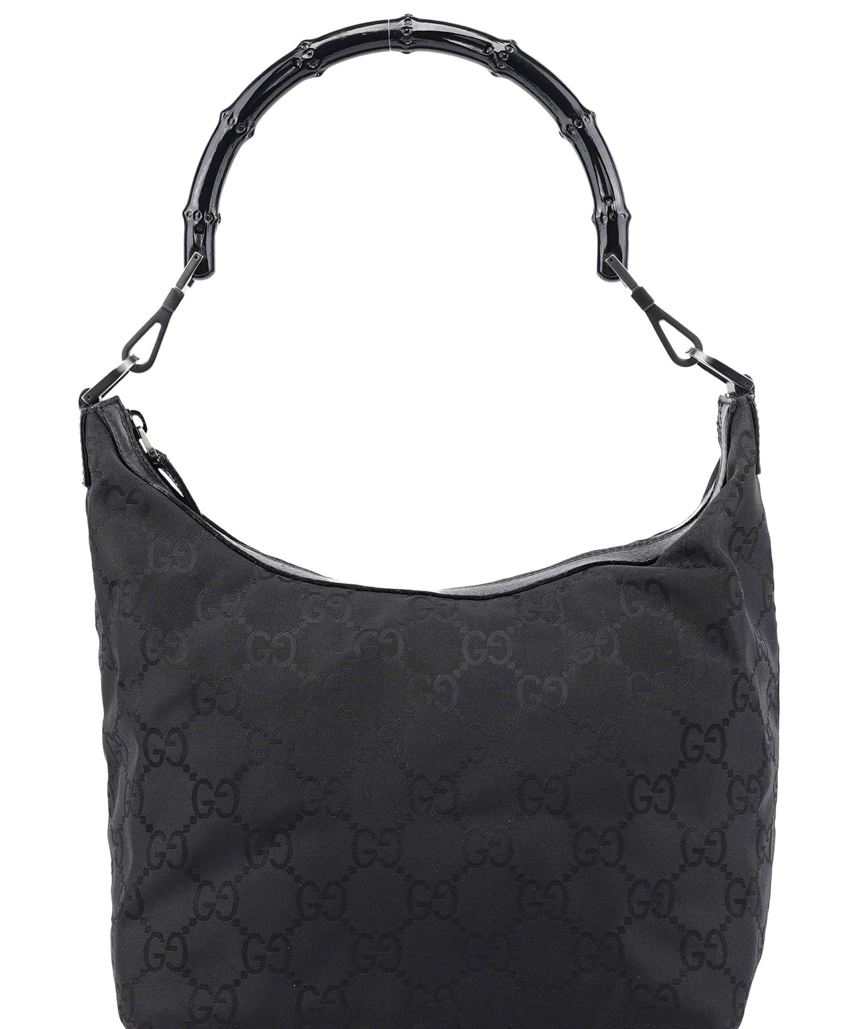 Gucci 000 0531 Sac porté épaule Bamboo en toile GG noire