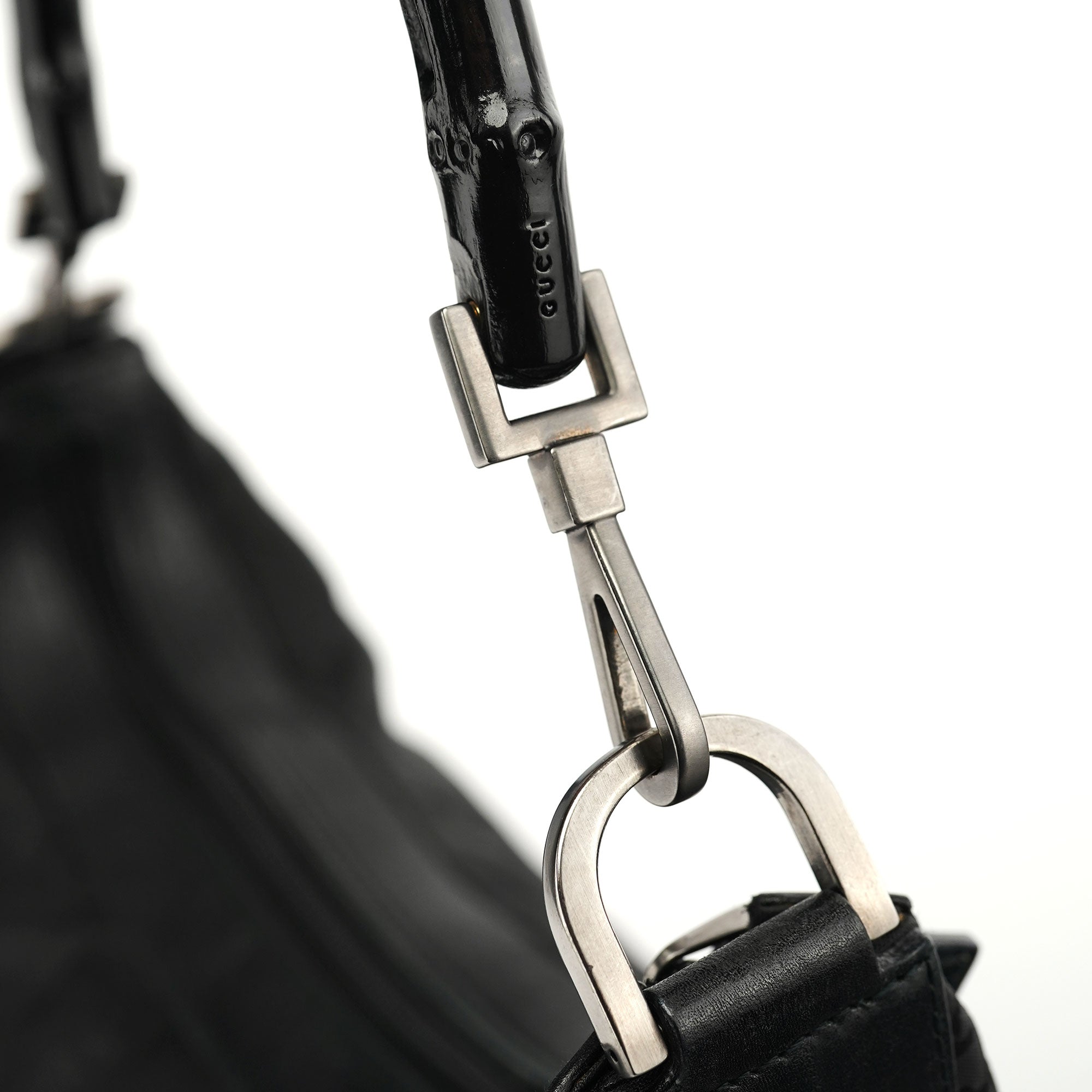 Gucci 000 0531 Sac porté épaule Bamboo en toile GG noire