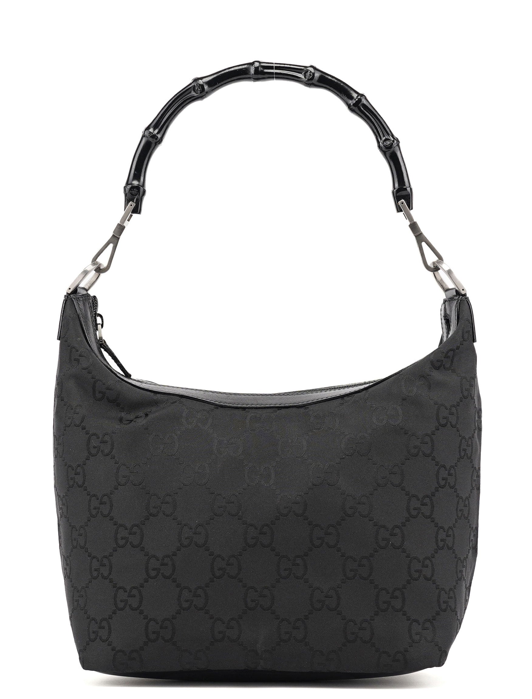 Gucci Borsa a spalla Bamboo in tela GG nera