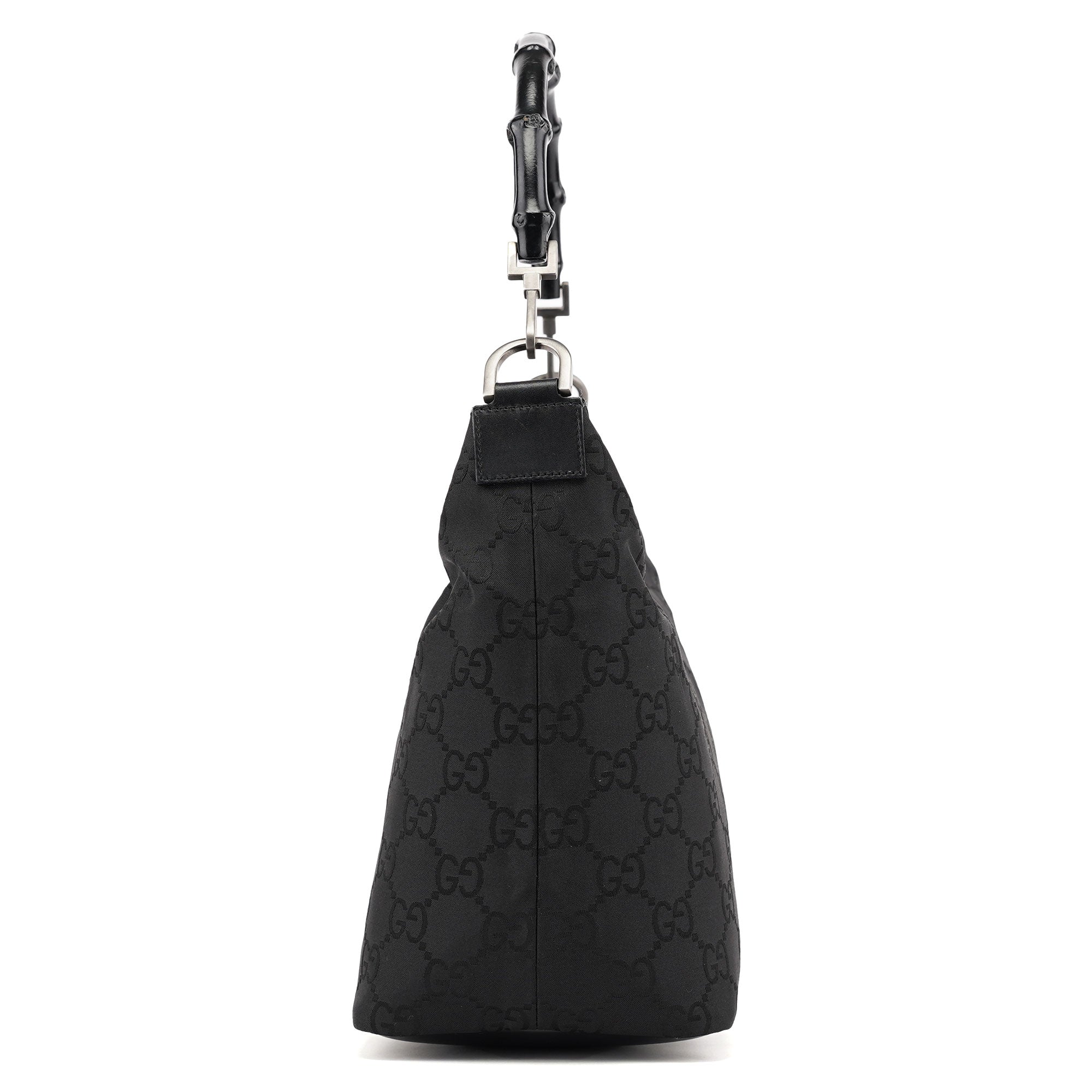 Gucci Borsa a spalla Bamboo in tela GG nera