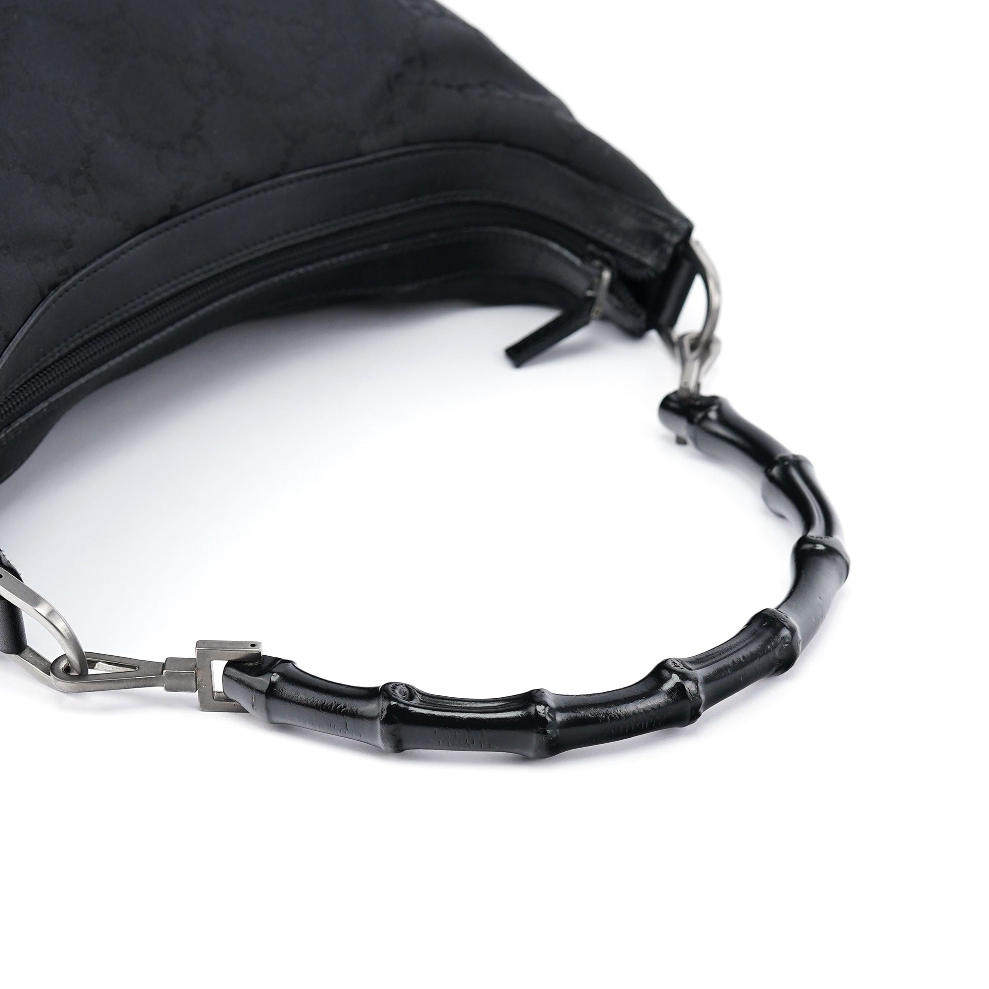 Gucci Borsa a spalla Bamboo in tela GG nera