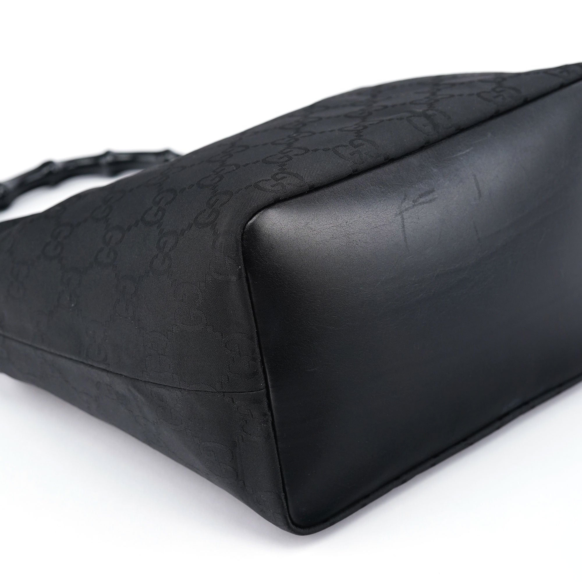 Gucci Borsa a spalla Bamboo in tela GG nera
