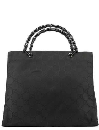 Gucci Black GG Bamboo Tote