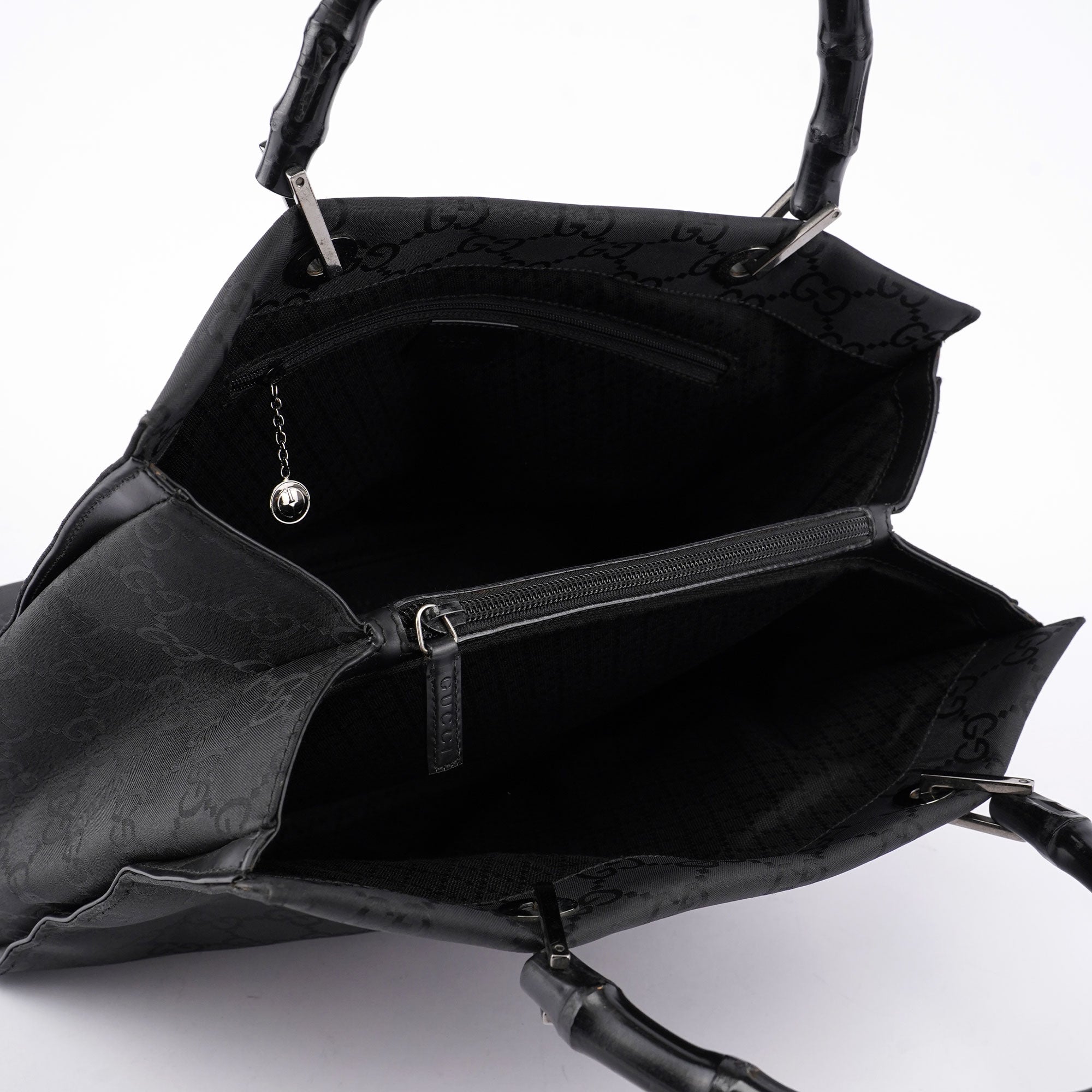 Gucci Sac cabas Bamboo en toile GG noire